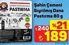 ŞAHİN ÇEMENİ SIYRILMIŞ DANA PASTIRMA 80 G fiyat ve kampanya bilgisi
